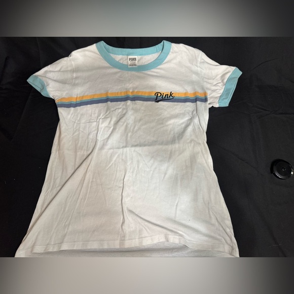 PINK Victoria's Secret Tops - PINK Victoria's Secret Kids Tee with Blue and Yellow Stripes